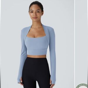 NWT HALARA Cropped Yoga Sports Top Sleeved Size M